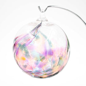 Feathered Glass Christmas Ornament with Cremation Ashes