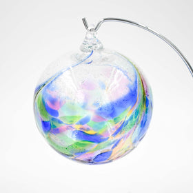 Feathered Glass Christmas Ornament with Cremation Ashes