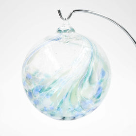 Feathered Glass Christmas Ornament with Cremation Ashes