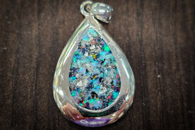 cremation jewelry pear drop pendant with opal