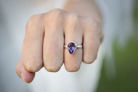 amethyst ring with cremation ash