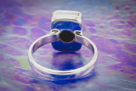 black onxy ring with cremation ash