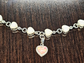 cremation bracelet sterling silver pink opal heart