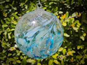 glass Christmas ornament with ash blue