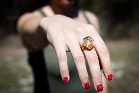 glass ring with cremation ash