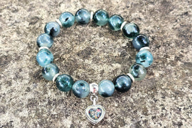 moss agate bracelet with cremation ash