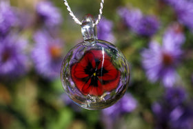 poppy pendant with cremation ash