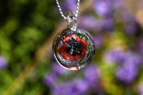 poppy pendant with cremation ash