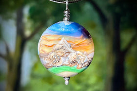 Mountain Sunset Pendant with Cremation Ashes