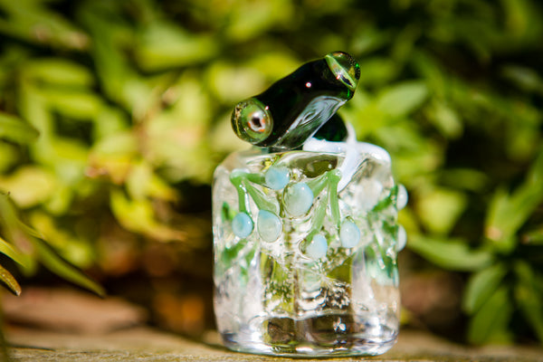Glass Frog Figurine with Cremation Ashes - Memorial Glass & Jewelry