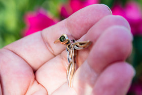 Silver & Gold Hummingbird Memorial Necklace with Cremation Ash