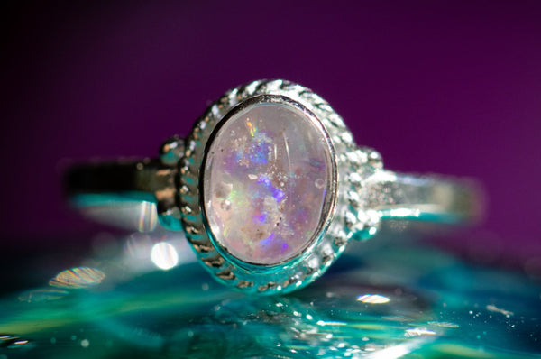 Cremation Jewelry - store Opal # 39 & Ash Ring - Royal Lavender - Free Engraving