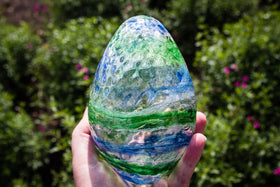 glass dragon egg with ash