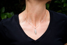 marquee drop cremation ash necklace worn 2