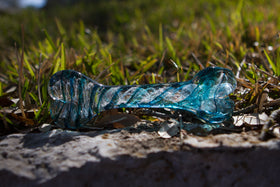 Glass Dog Bone with Cremation Ashes